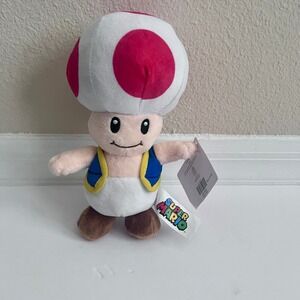 Nintendo Super Mario Toad‎ Plush Toy Stuffed Animal Red Spots White Cap